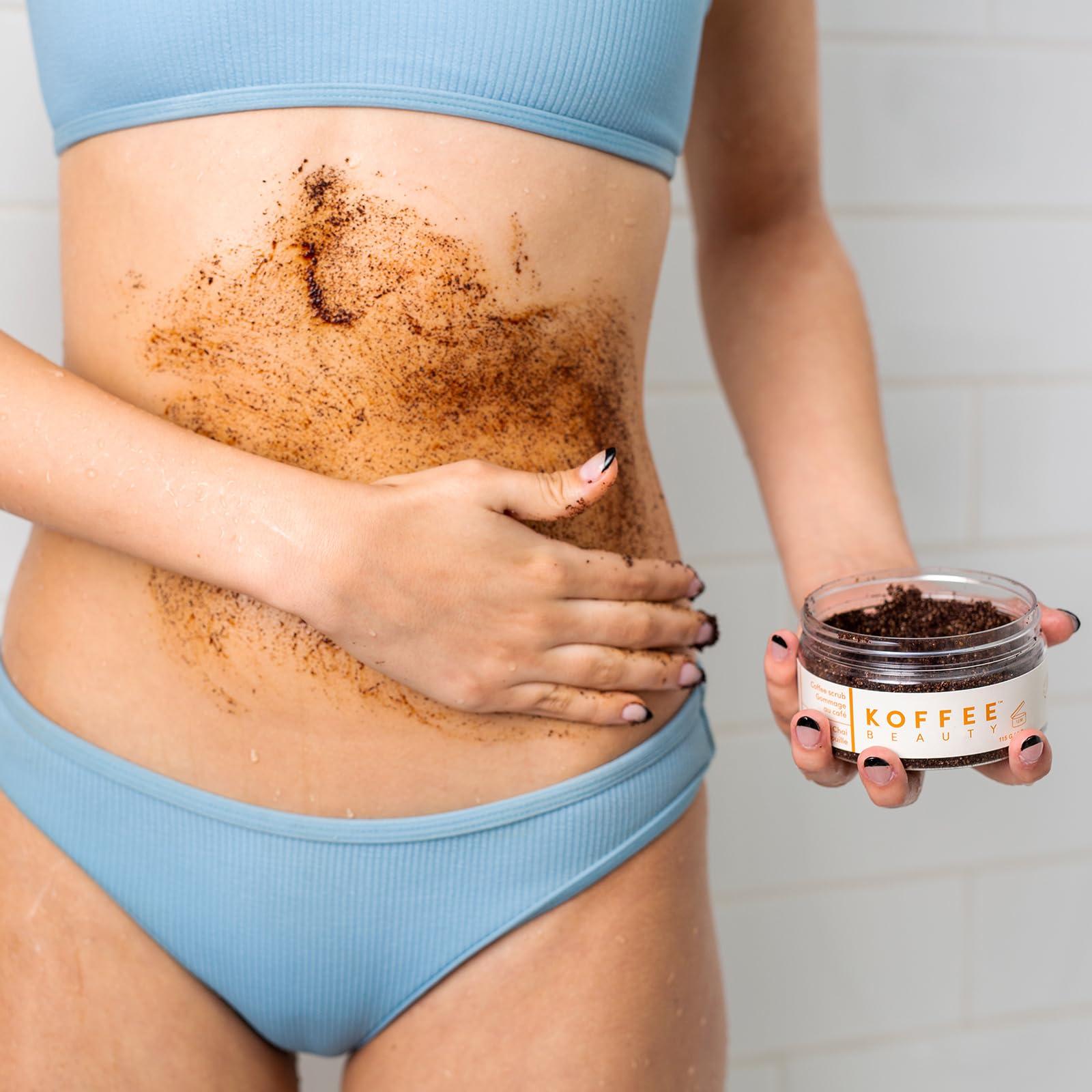 Koffee Beauty Koffee Beauty Pumpkin Chai Coffee Scrub, 4 oz - All Natural Body Scrub - Exfoliating Body Scrub and Face Exfoliator - Vanilla with Pumpkin Spice - Packed with Antioxidants, Shea Butter, Coconut Oil