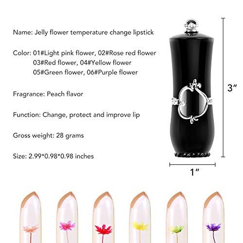 Aooba 6Pcs Flower Jelly Lipsticks Set Lip Gloss Moisturizer Temperature Color Change Flowers Long Lasting Lipsticks for Women Girls