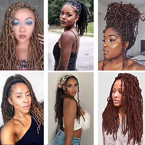 XTREND Xtrend 7 Packs New Faux Locks Crochet Braids Hair 24 Inch Most Natural Soft Locks Crochet Hair Extend Pre-Looped Synthetic Braiding Hair 18Strands Hair Extensions For Women BUG#