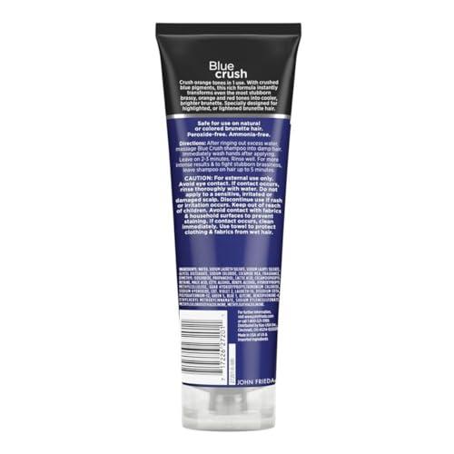 John Frieda John Frieda Blue Crush Conditioner, Toning Shampoo for Brunette Hair, Nourishes Color-Treated and Natural Hair, Blue Pigments for Vibrant, Cool-Toned Brunette Hair by Reducing Orange Tones, 8.3 Oz
