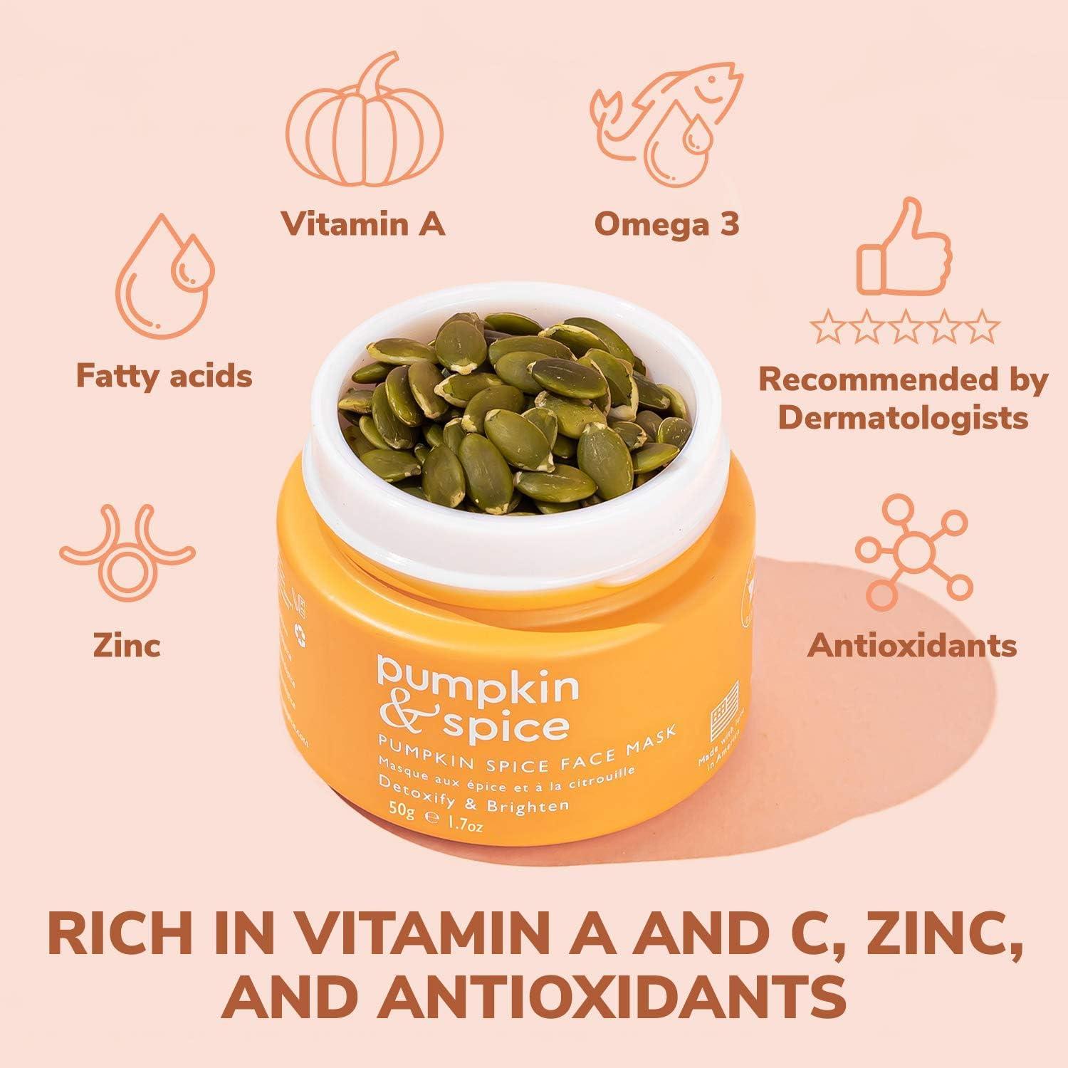 Pumpkin And Spice Pumpkin Spice Clay Enzyme Facial Mask | Removes Pimples, Minimizes Pores, Blackheads, Wrinkles, Breakouts | Hydrates, Tightens, Brightens | Organic Pumpkin Seed Oil Dermal Body Purifying | 50g