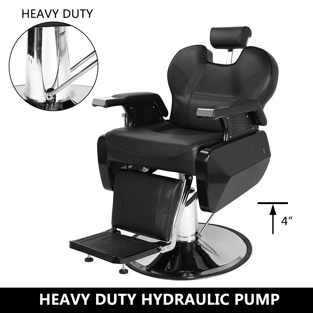 EITPETPORT Barber Chair Hydraulic Reclining Salon Chair, Heavy Duty Styling Hair Chair, 360 Degree Swivel, Height Adjustable, Removable Headrest Hair Chair for Barbershop All Purpose Hair Salon Equipment Black