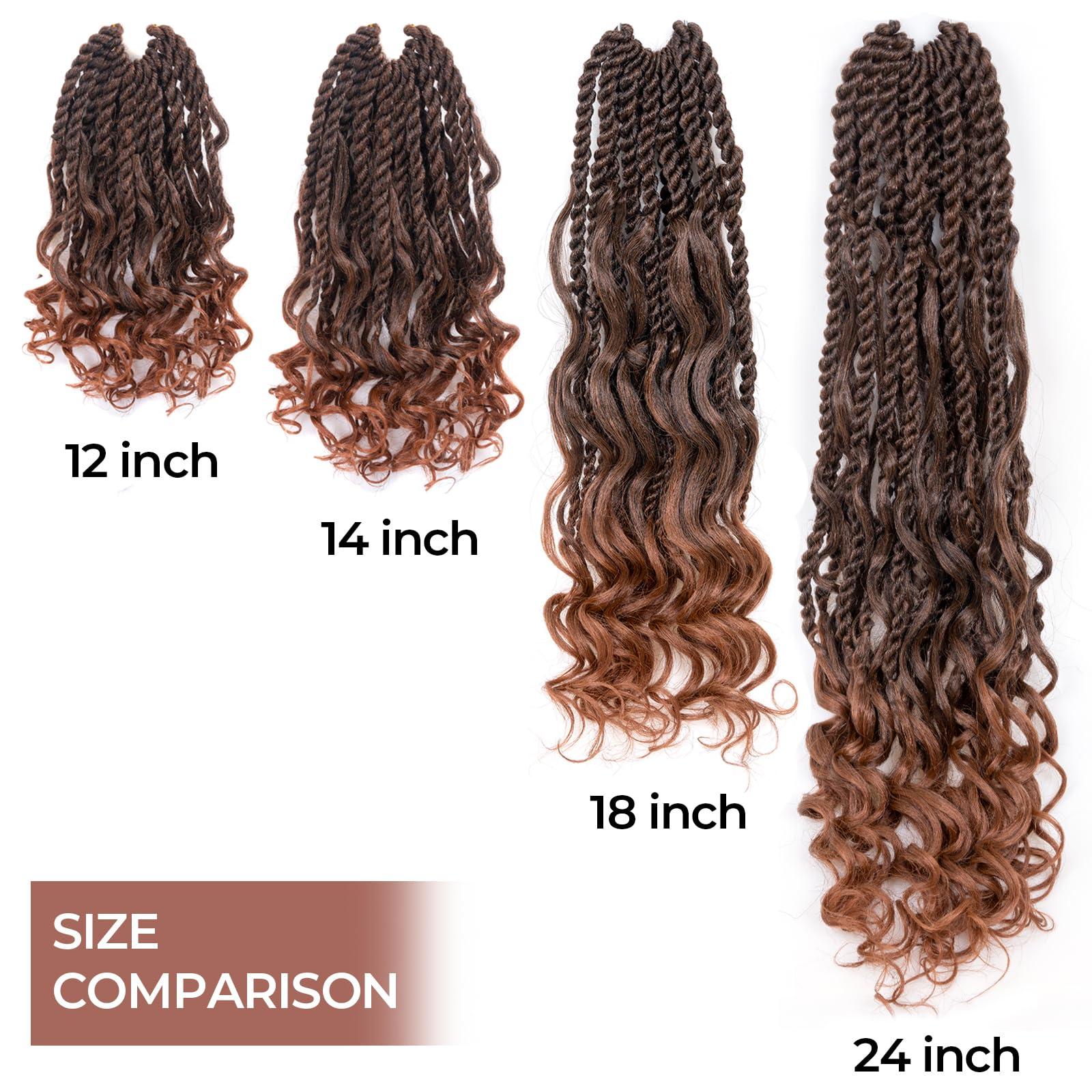 ToyoTress ToyoTress Boho Island Twist Crochet Hair - 12 Inch 8 Packs Short Bob Ombre Brown Boho Havana Twist Crochet Braids Synthetic Braiding Hair (12 Inch,T30-8P)