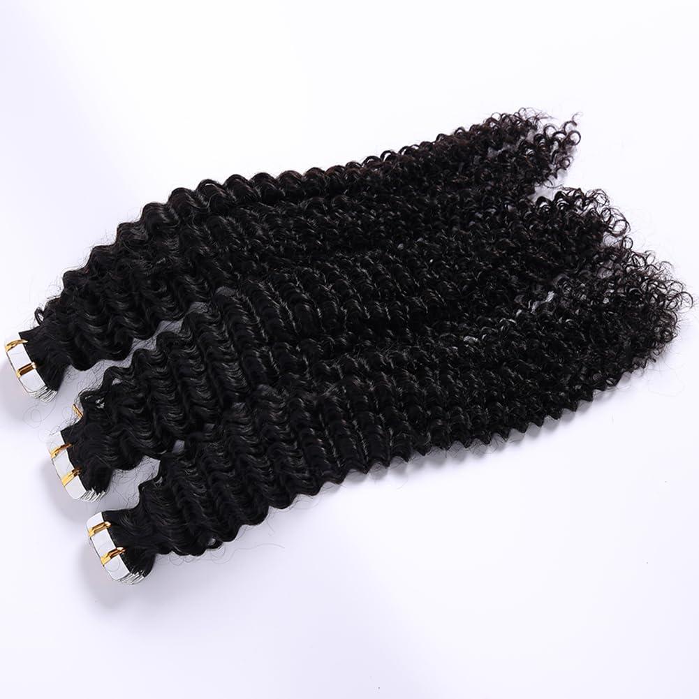 Kiss darling LASHES Deep Curly Tape In Hair Extensions Human Hair Deep Wave Tape In Hair Extensions Human Hair 40pcs/100g Tape Ins for Black Women Human Hair 30\"Inch