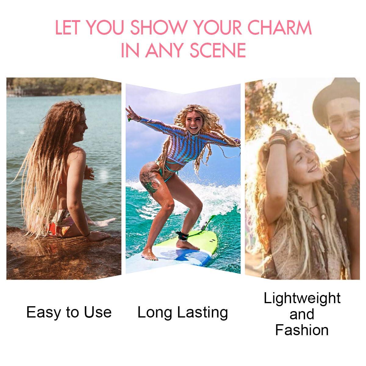 KRALER KRALER 24 Inch Mixed DE Dreadlock Extensions Sets, 3 in 1 20 Strands Synthetic Double Ended Dreads Extensions, Gray to Blonde Hippie Crochet Dreads Style for Girls