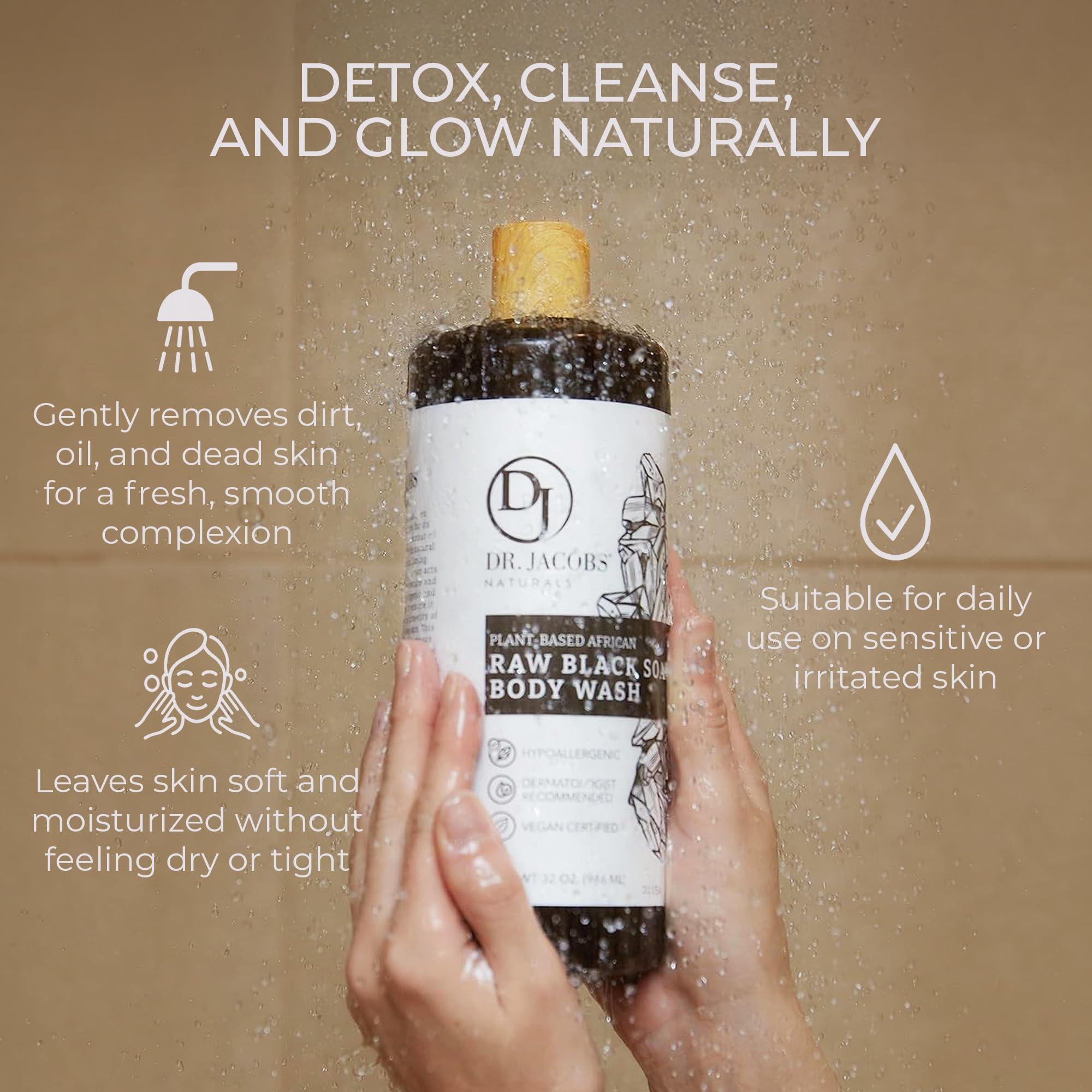 DR.JACOBS NATURALS Dr Jacobs Naturals Authentic African Raw Black Soap, All-In-One Cleanser for Face Wash, Sensitive Skin Body Wash, Shampoo, Shaving Soap | Shea Butter Moisturizing and Nourishing Formula | 16oz 2pk