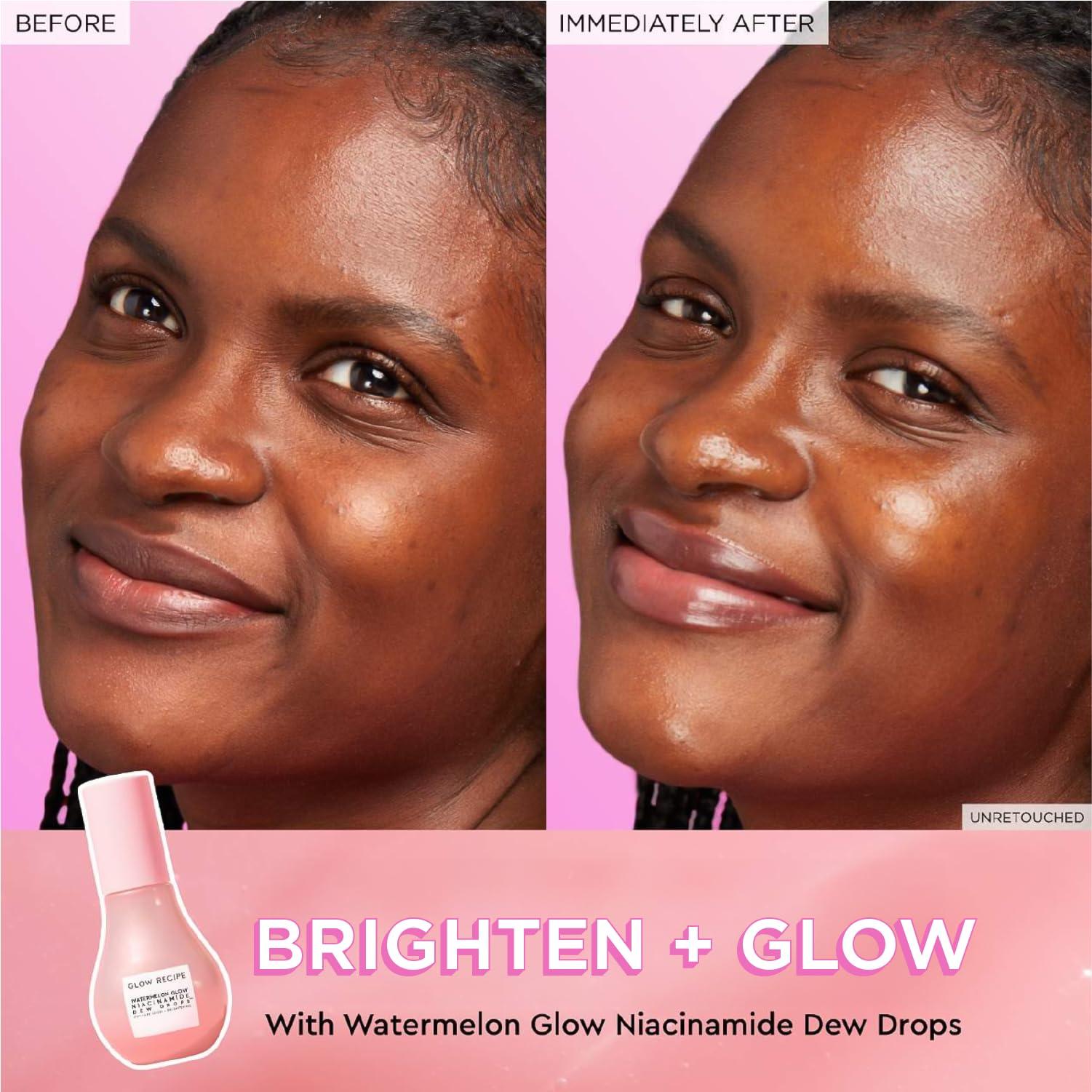 Glow Recipe Glow Recipe Brighten + Soothe Duo - Watermelon Glow Niacinamide Dew Drops (40ml) Highlighting Serum + Avocado Ceramide Recovery Serum (30ml) to Reduce Look of Redness, Uneven Tone, and Dark Spots