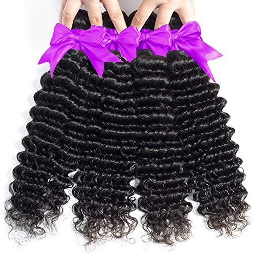 Alibeauty Alibeauty Malaysian Virgin Hair Deep Wave Bundles 9A Remy Human Hair 4 Bundles Wet and Wavy Deep Wave Hair BUndles No Shedding No Tangle (12 14 16 18inch)