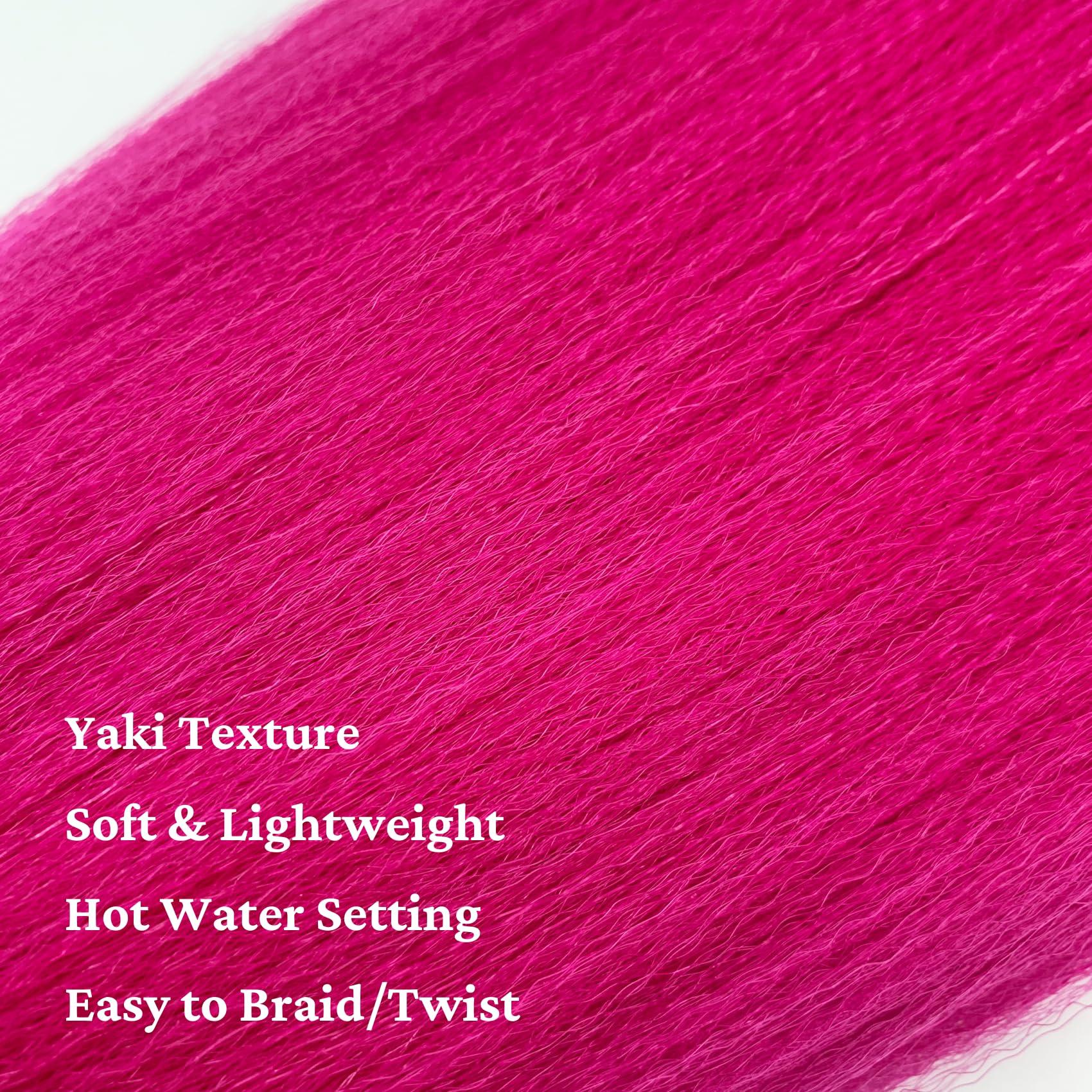 Gozill Rose Pink Braiding Hair Pre Stretched Box Braid Hair Extension 26 Inch for Braiding(Pack of 3)