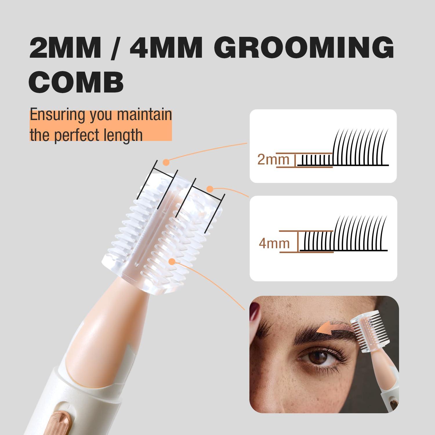 SUPRENT SUPRENT Women\'s Facial Hair Remover Eyebrow Trimmer with Pivoting Head - Rechargeable Eyebrow Razor Painless Facial Trimmer on Lips, Cheeks, Ears, Neck and Chin - Easy Cleaning - White