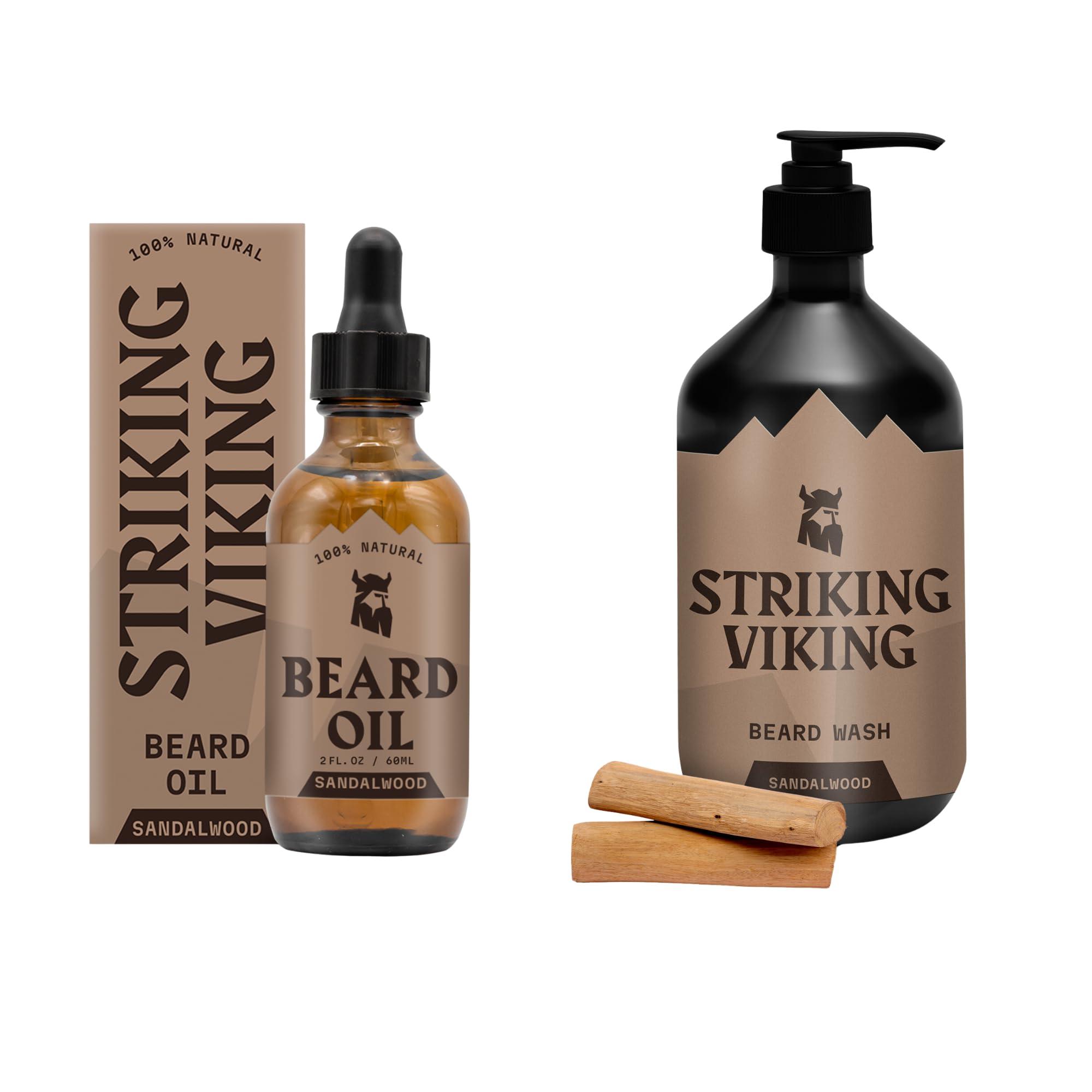 Striking Viking Striking Viking Beard Oil Sandalwood (2oz) & Beard Wash Sandalwood (17oz)