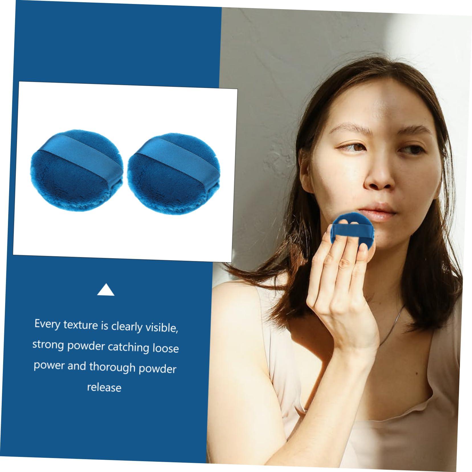 Ipetboom Ipetboom 4 Pcs Powder Puff Face Puff Body Puff Powder Container with Puff Sponge Puff Fluffy Powder Makeup Pads for Pressed Velour Powder Dispenser Makeup Puff Velvet Puffs Plush Blue