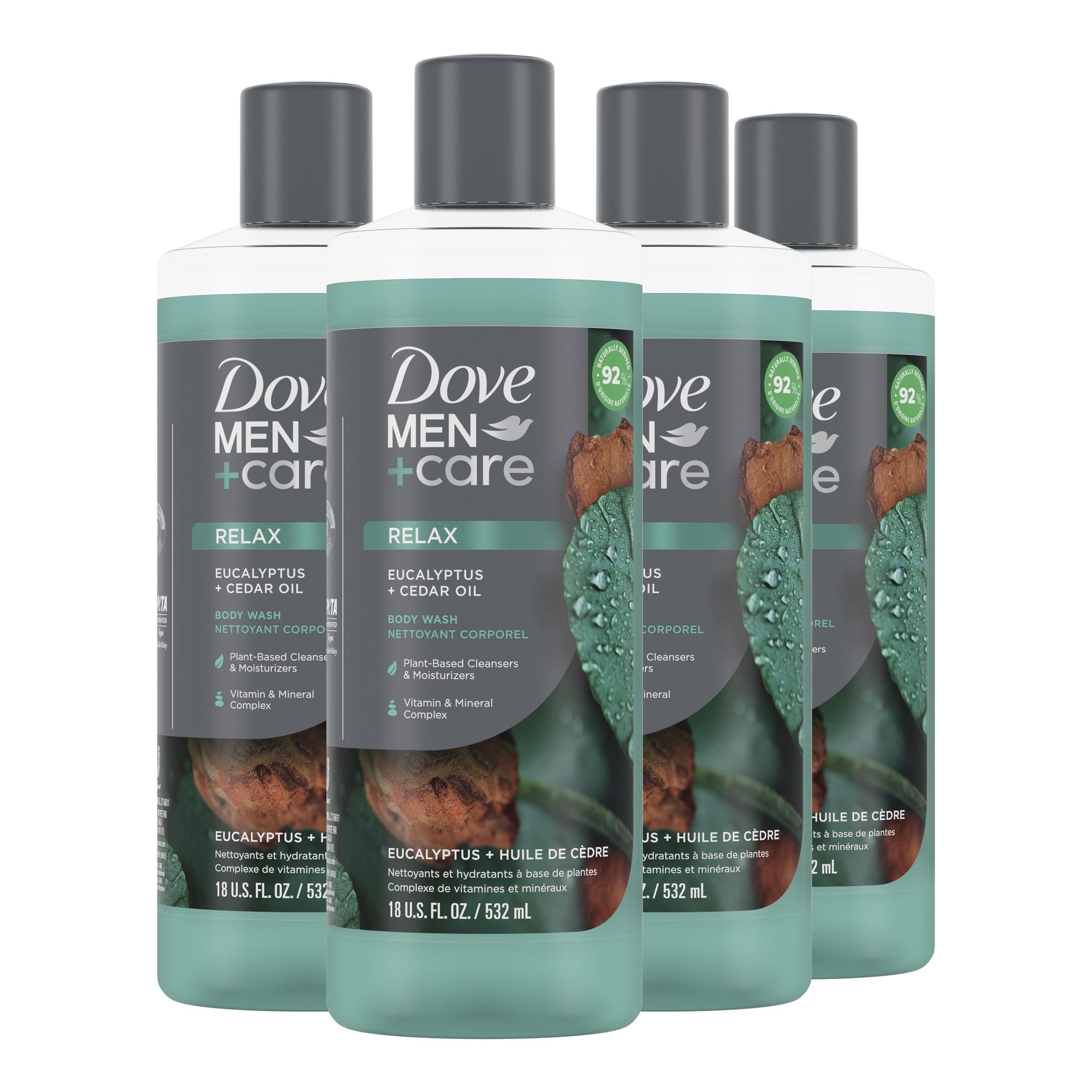 DOVE MEN + CARE DOVE MEN + CARE Eucalyptus Cedar Body Wash Bundle (Pack of 4) 18 Fl Oz + 26 oz Body Wash