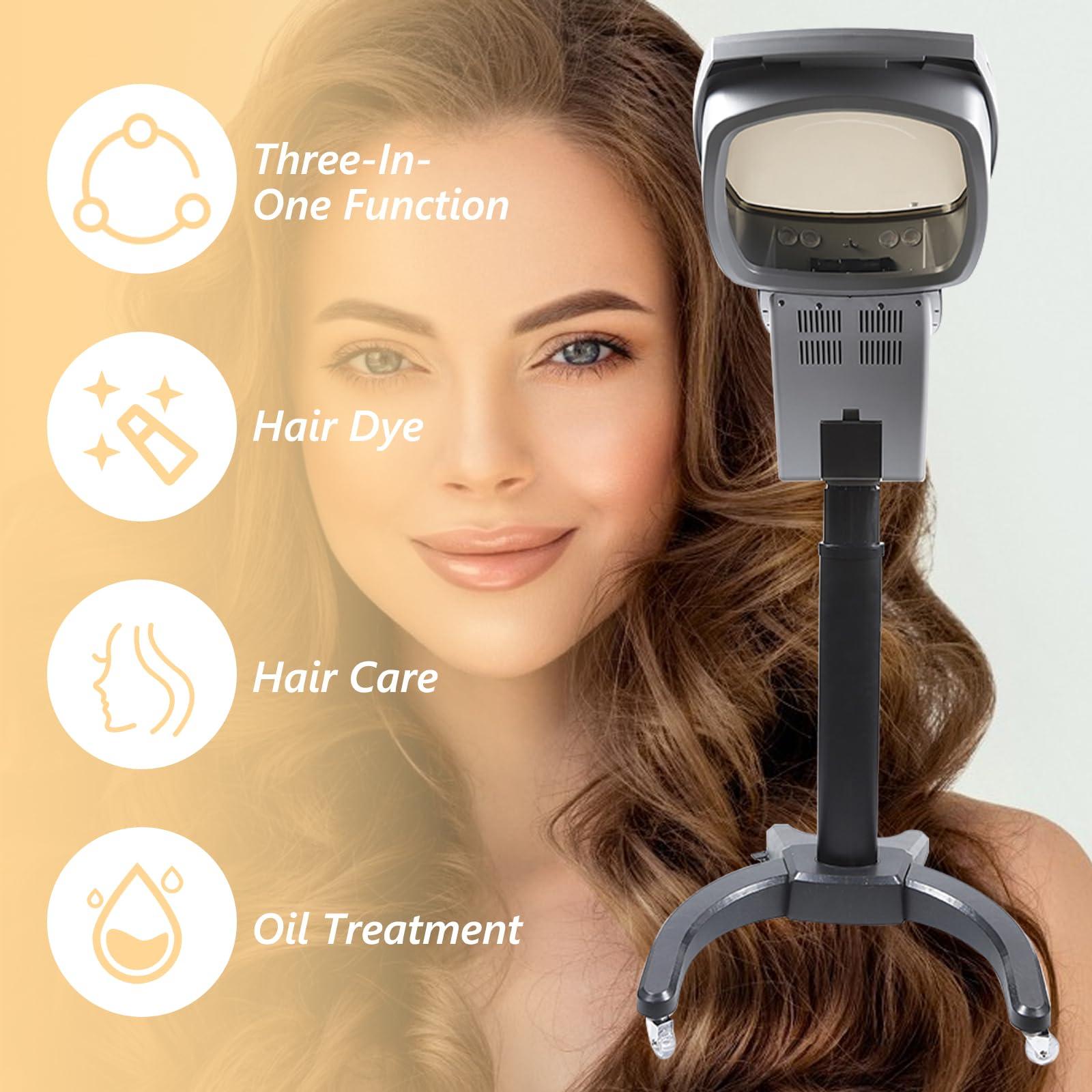 PIAOCAIYIN PIAOCAIYIN Hair Steamer Machine, Salon Spa Steamer Oil Treatment Machine, Professional Steamer for Hair, 110V Hair Steamer for Natural Hair w/LCD Display Screen, 3 Modes for Hair Care, Black