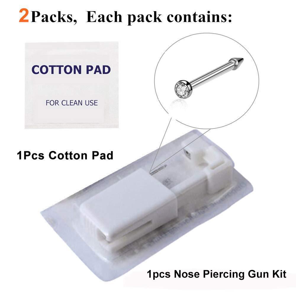 prgislew prgislew Nose Piercing Gun - Silmy 2 Pack Nose Piercing Kit Disposable Self Nose Piercing Gun with Nose Stud Pierce Kit Tool for Nose Studs Piercing Gun