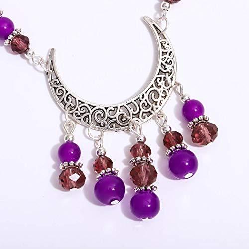 Bomine Bomine Boho Head Chain Forehead Crescent Moon Hair Chain Crystal Gypsy Jewelry Headpieces Hair Acessories for Women and Girls (Silver)