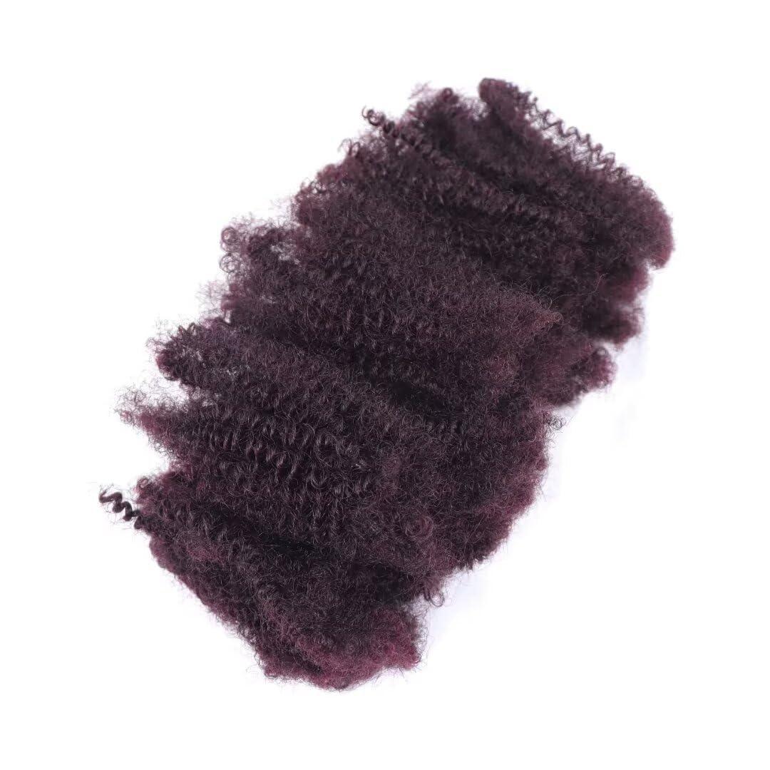 HAPPY&CC HAPPY&CC Afro Kinky Bulk Human Hair for Dreadlock Extensions, Repair Locs Twists and Braids 99J Burgundy Color 12 Inch 50Gram
