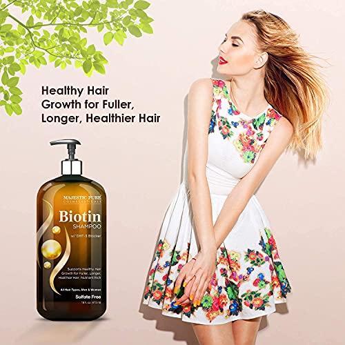 MAJESTIC PURE Majestic Pure Biotin with DHT Blocker Complex Shampoo and Conditioner Set (16 oz each) and Biotin Shampoo (16 oz) Bundle