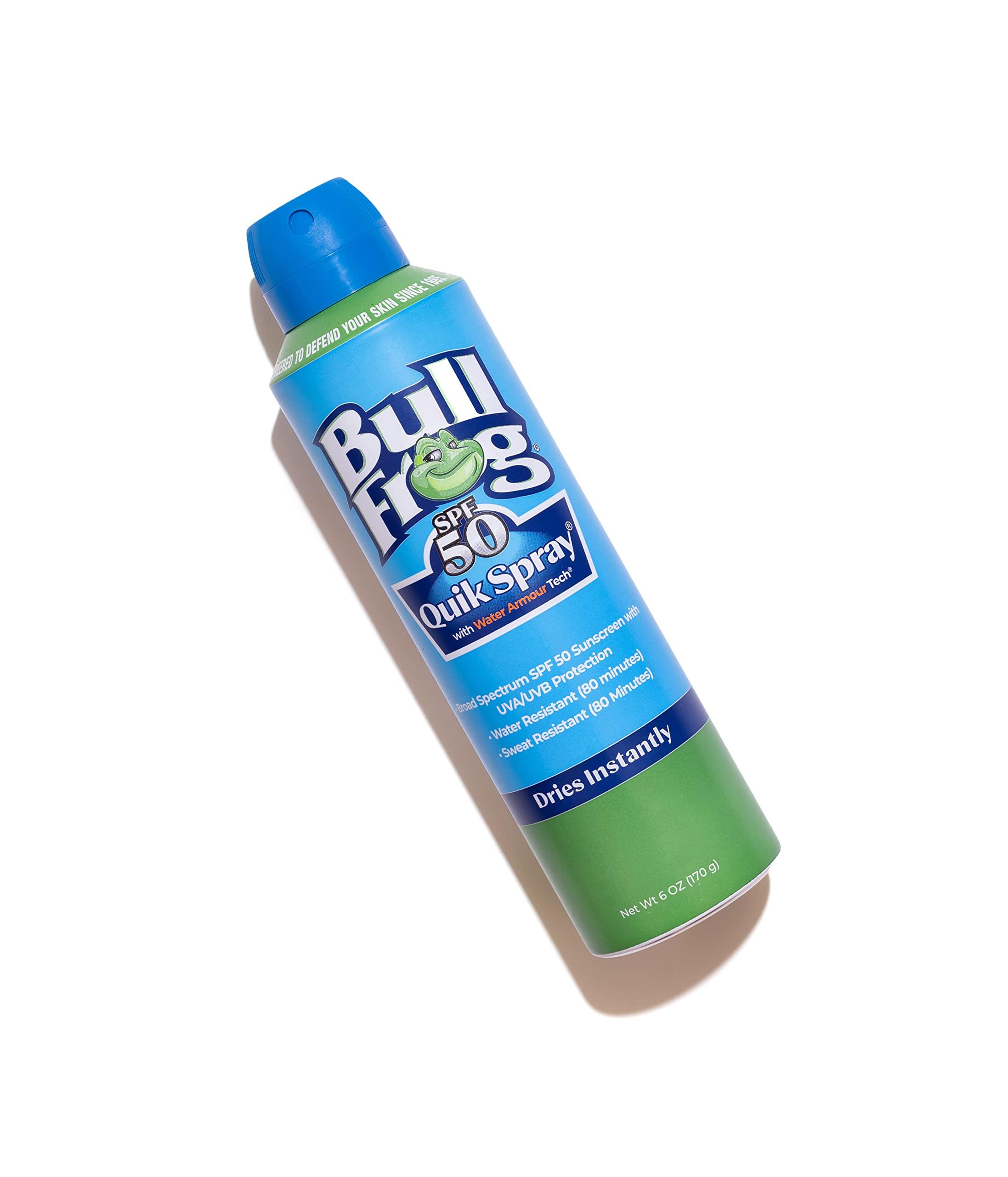 BullFrog Bullfrog Quik Spray Sunscreen SPF 50 | Oxybenzone & Octinoxate Free | Broad Spectrum Moisturizing UVA/UVB, 6oz