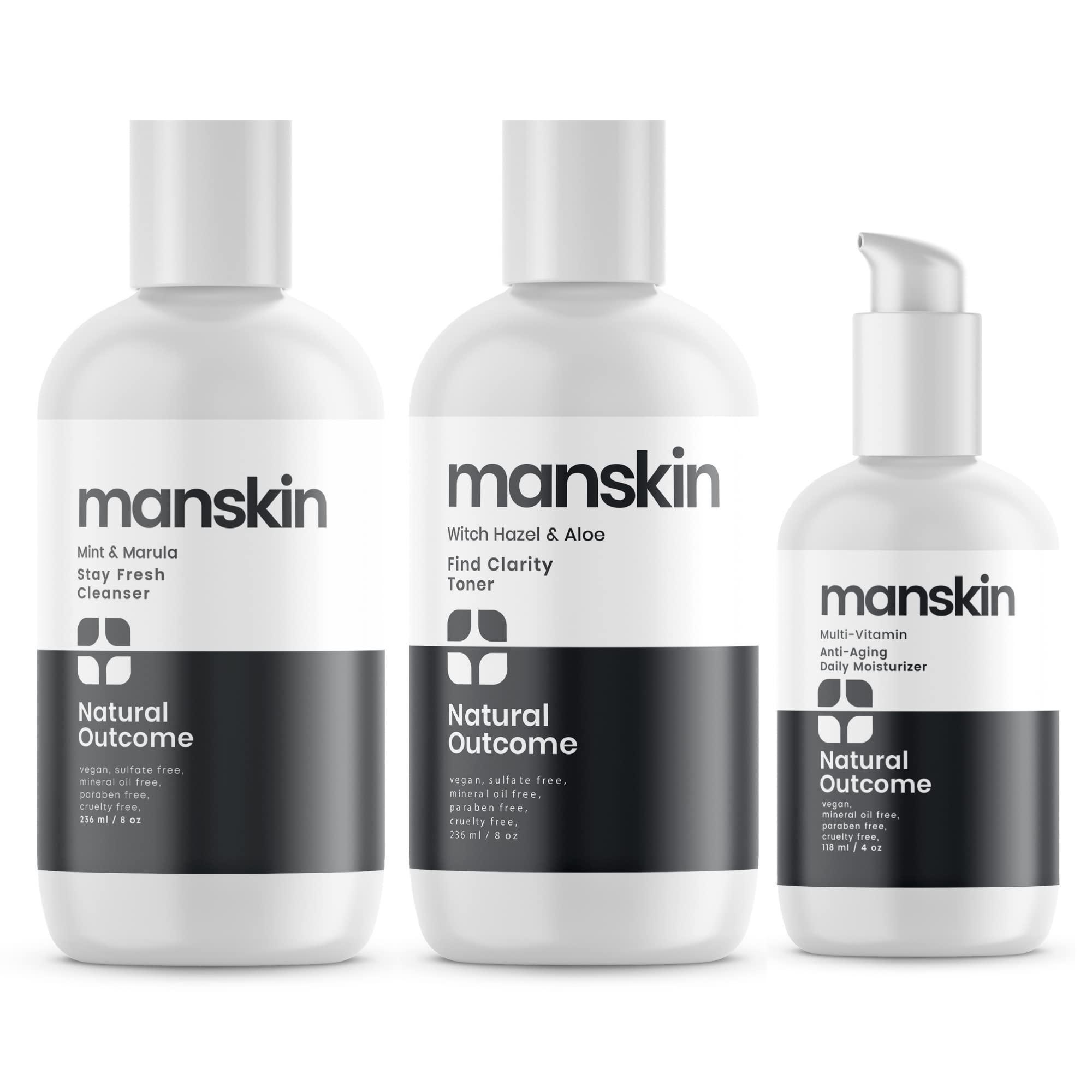 natural outcome Natural Outcome Mens Skin Care Kit | Mens Facial Care Kit for Men Skincare | Anti-Aging Daily 3 Step Face Care Regimen Includes: Rejuvenating Facial Cleanser, Balancing Toner, & Hydrating Moisturizer