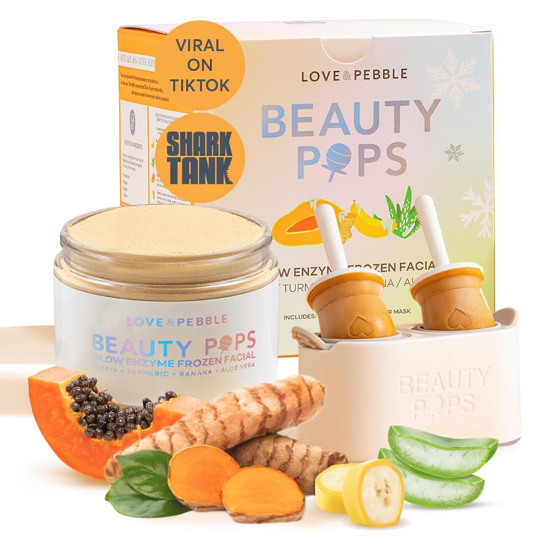 Love & Pebble Beauty Pops by Love & Pebble- Turmeric Mask Glow Enzyme Icy Facial Kit| Viral On TikTok| As seen on Shark Tank beauty | Korean Face Mask Skincare made with turmeric, aloe, banana, papaya