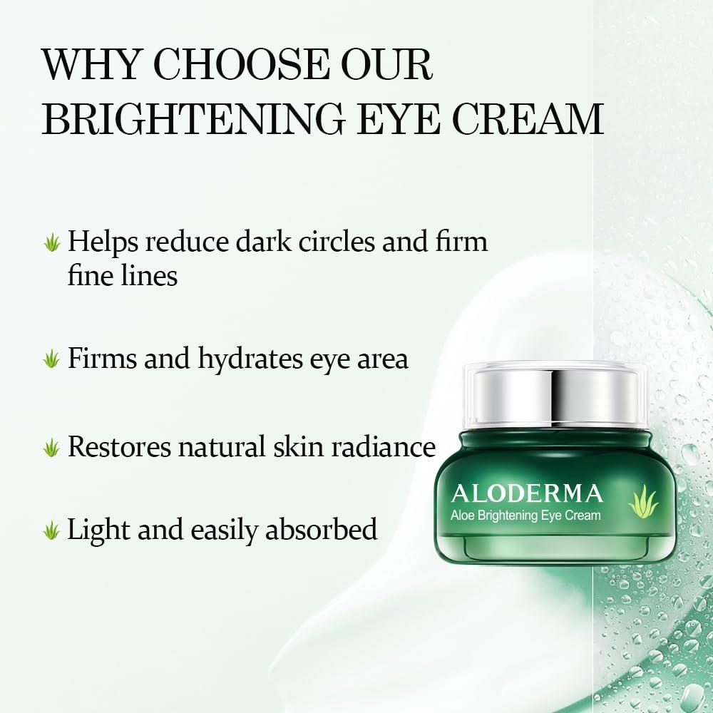 Aloderma Aloderma Brightening Eye Cream with Organic Aloe Vera - Hydrating Effect for Dark Circles & Puffiness with Caffeine & Sage Oil - Day & Night Eye Care Cream for Puffy Eyes & Fine Lines, 25g/0.9oz