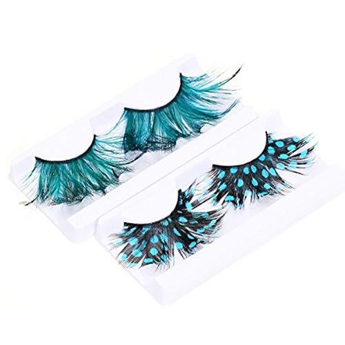AnHua AnHua 1 Pair Long Feather False Fake Eyelashes Eye Lashes Halloween Fancy Dress Party Cosplay (Black blue)