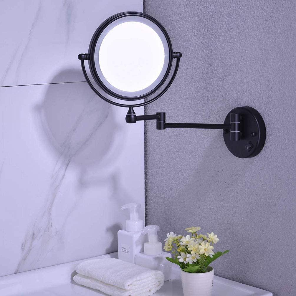 VVQQFGXN VVQQFGXN Makeup Mirror with Light Wall Mounted, Double Sided Vanity Magnifying Mirror,Adjustable Telescopic Boom (Size : 3X)
