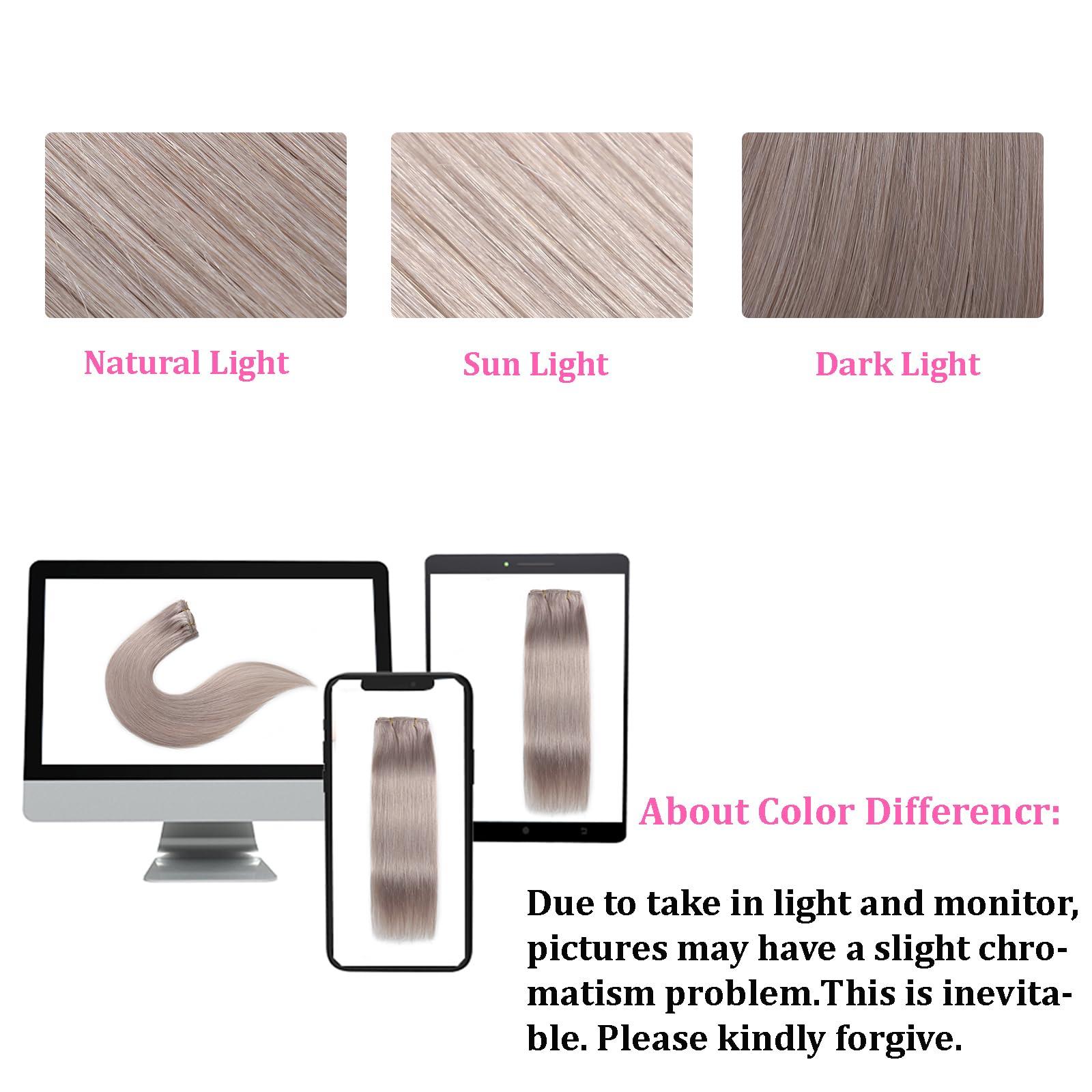 FIPOHIRA Silver Grey Clip in Hair Extensions Real Human Hair Clip ins Remy Human Hair Clip in Extensions Invisible Natural Straight Seamless Clip on Hair Extensions 8pcs Double Weft 22 Inch 90g