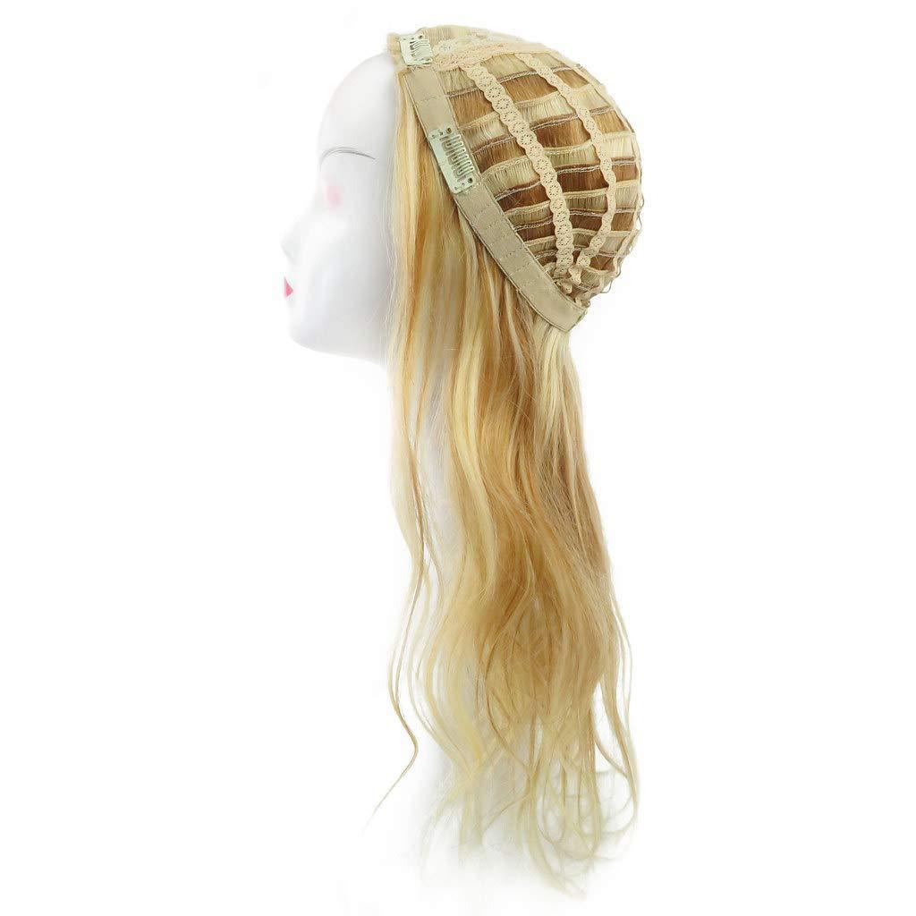 Drasawee Drasawee 3/4 Half Wig Human Hair Extensions Beauty Natural Wavy Real Human Hair Clip in Hair Extension for Women Long Thick Wig 16 Inch 160g 1B# Nature Black