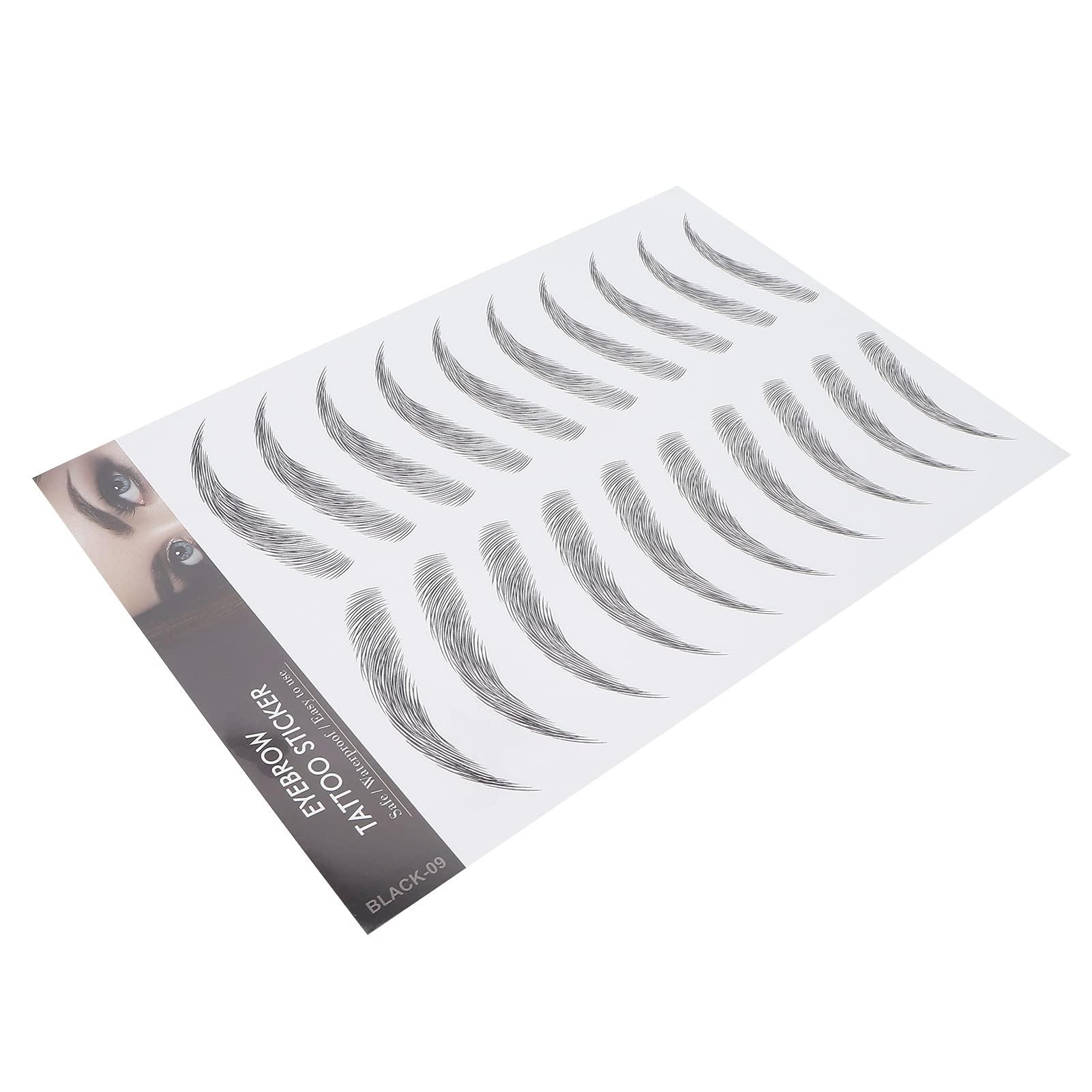 Brrnoo Eyebrow Sticker, Hair-Like Authentic Eyebrows, Long Lasting False Eyebrows Makeup Sticker for Women Girls(BLACK-09)