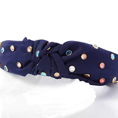Barode Barode Boho Fashion Rhinestone Headband Blue Hairband Elastic Hair Hoops Hair Accessories for Women and Girls(Pack of 3)