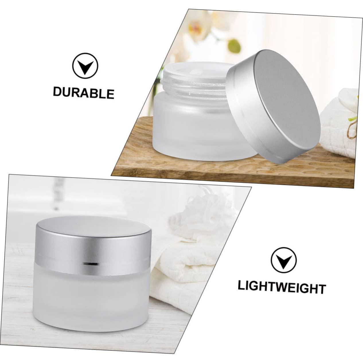 VINTORKY VINTORKY 6 Pcs 5g Frosted Glass Cosmetic Jars for Eye Cream and Samples Makeup Storage Containers for Creams and Lotions Refillable Storage Pots for Skincare