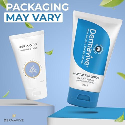 Dermavive Dermavive Vitamin E & Colloidal Oatmeal Moisturizing Face & Body Lotion - Hydrating pH-Balanced Moisturizer for Dry Skin - Suitable for Kids, Teens & Adults, 120ml (4.05 fl oz)