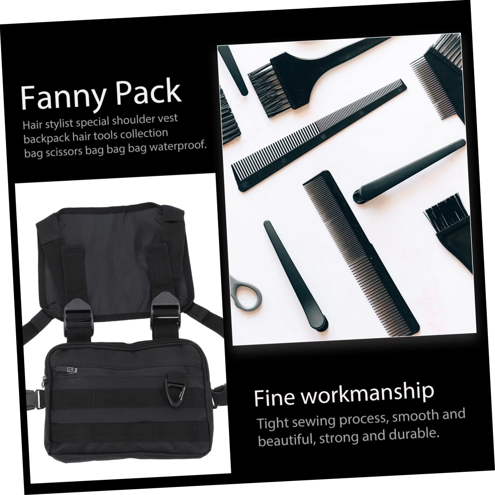 MERRYHAPY MERRYHAPY 1pc Backpack with Waistcoat Hair Organizer Storage Makeup Artist Waist Bag Makeup Brush Bag Hair Pouch Barber Equipment Bags Haircut Handbag Barber Scissors Case Oxford Cloth Black