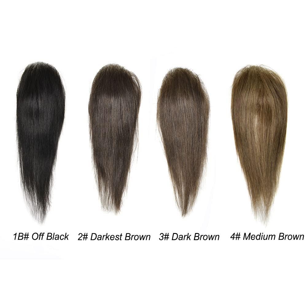 Healthlif Healthlif Thin Skin V-Looped Bald Spot Hair Patch Natural Hair Replacement Hair Unit 100% Remy Human Hair Transparent Skin Toupee Hair Patch Hair Systems (2#Darkest Brown, 6\'\')