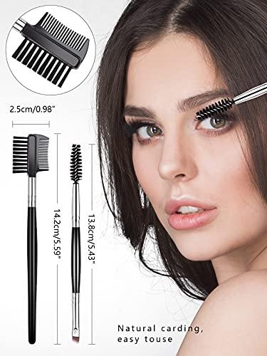 EBANKU EBANKU Eyelash Comb Eyelashes Eyebrow Brush and Spoolie Double Ended Professional Eyelash Separator Tool Lash Comb Supplies Eyelash Applicator Tool (Black, 4pcs)