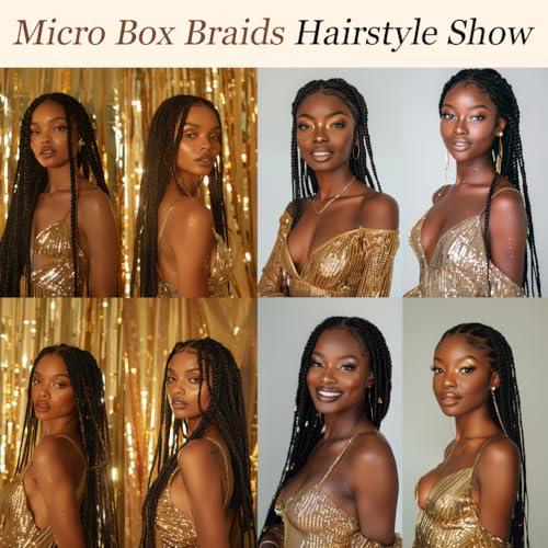 Style Icon Style Icon 42 Inches Super Long Micro Box Braids Wig Full Lace Free Part Braided Black Wig Top Faux Locs Synthetic Wig