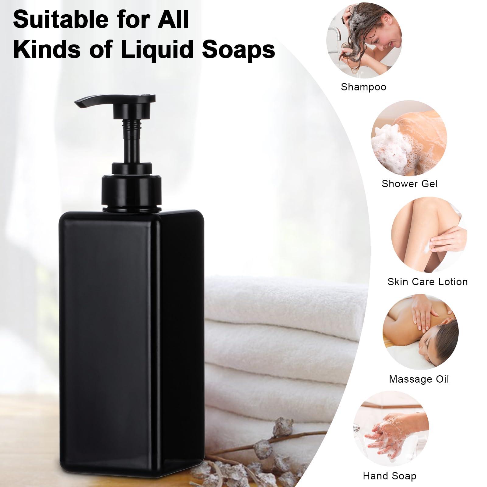 Yebeauty Yebeauty Pump Bottle Dispenser, 22oz 650ml Empty Plastic Shampoo Pump Dispenser Shower Soap Dispenser Refillable Liquid Containers for Conditioner Body Wash, Bathroom Kitchen, 2 Pack Black