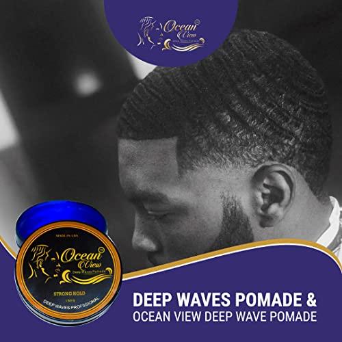 OCEAN VIEW DEEP WAVES POMADE OCEAN VIEW DEEP WAVES POMADE Butter Love (All Natural Wave Grease w/Shea Butter 4oz) and Ocean View Pomade (Water-Based pomade 4 oz) for 360 Wave Training and Wolfing, Strong Hold, Easy Wash