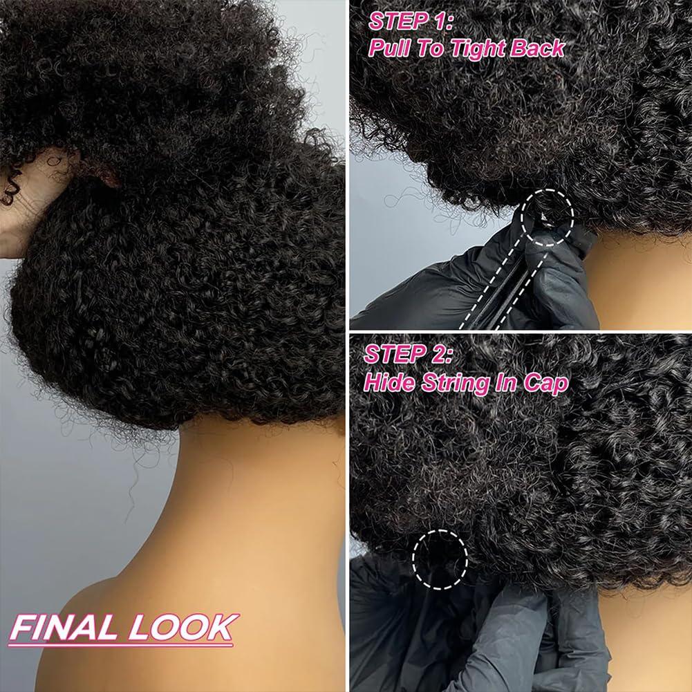 Lealife 18 Inch V Part Wig Human Hair Curly,V Part KinkyCurly Wig for Women,Glueless No Leave Out No Sew in Upgrade U Part Full Head Clip in Natural Black 12A Human Hair 200% Density