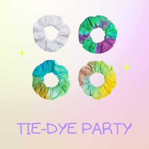 MLMOMVME 25 Pack White Scrunchies for Tie Dye Kit Party Supplies, White Cotton Hair Elastic Ponytail Holder Hair Scrunchies for Women