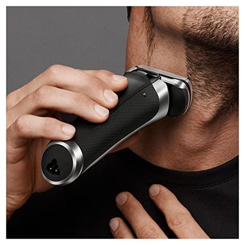 Braun Braun Electric Razor for Men, Waterproof Foil Shaver, Series 9 9390cc, Wet & Dry Shave, With Pop-Up Beard Trimmer for Grooming, Cleaning & Charging SmartCare Center and Leather Travel Case, Silver