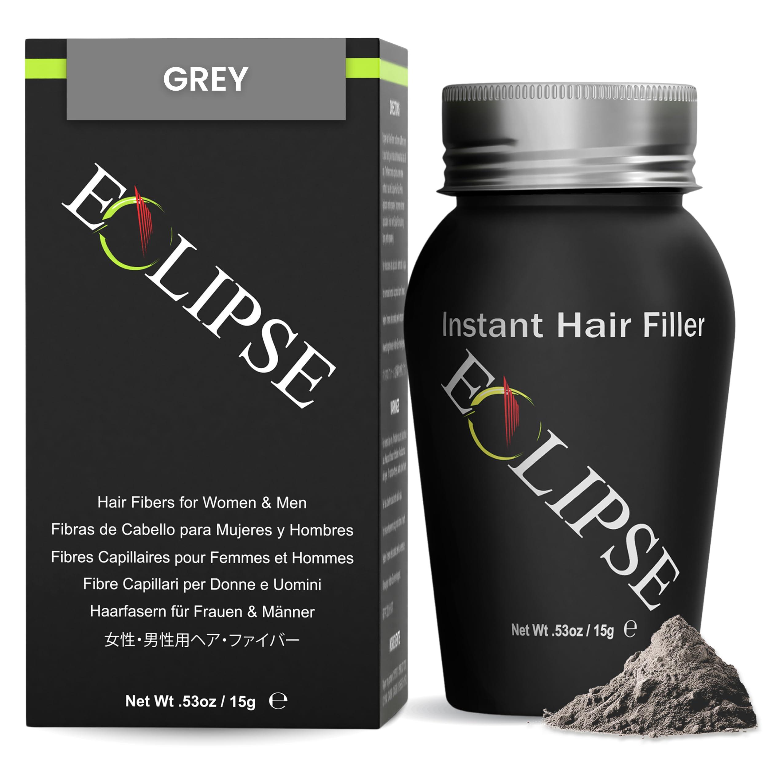 Eclipse Instant Hair Filler ECLIPSE Hair Fibers Grey for Thinning Hair for Women & Men to Conceal Hair Loss in 15 Seconds - 100% Undetectable Hair Building Fibers, 15g