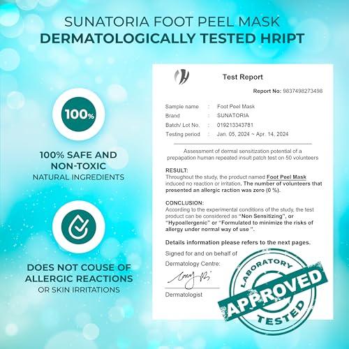 SUNATORIA Foot Peeling Mask for Dead Skin Remover & Deep Moisturize | 2 Pairs | Dermatologically Tested - Foot Peel Mask for Dry Cracked Feet - Foot Mask make Soft Baby Feet for Men & Women | Aloe Vera