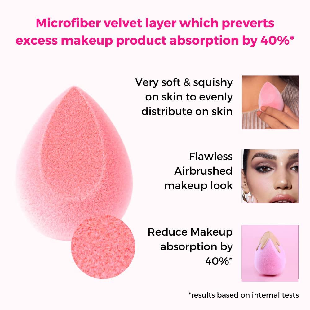 PRAUSH BEAUTY Praush Bloggers Favourite Original Microfiber Makeup Sponge Blender, Very Soft,Premium sponge, Latex Free, Blush Pink