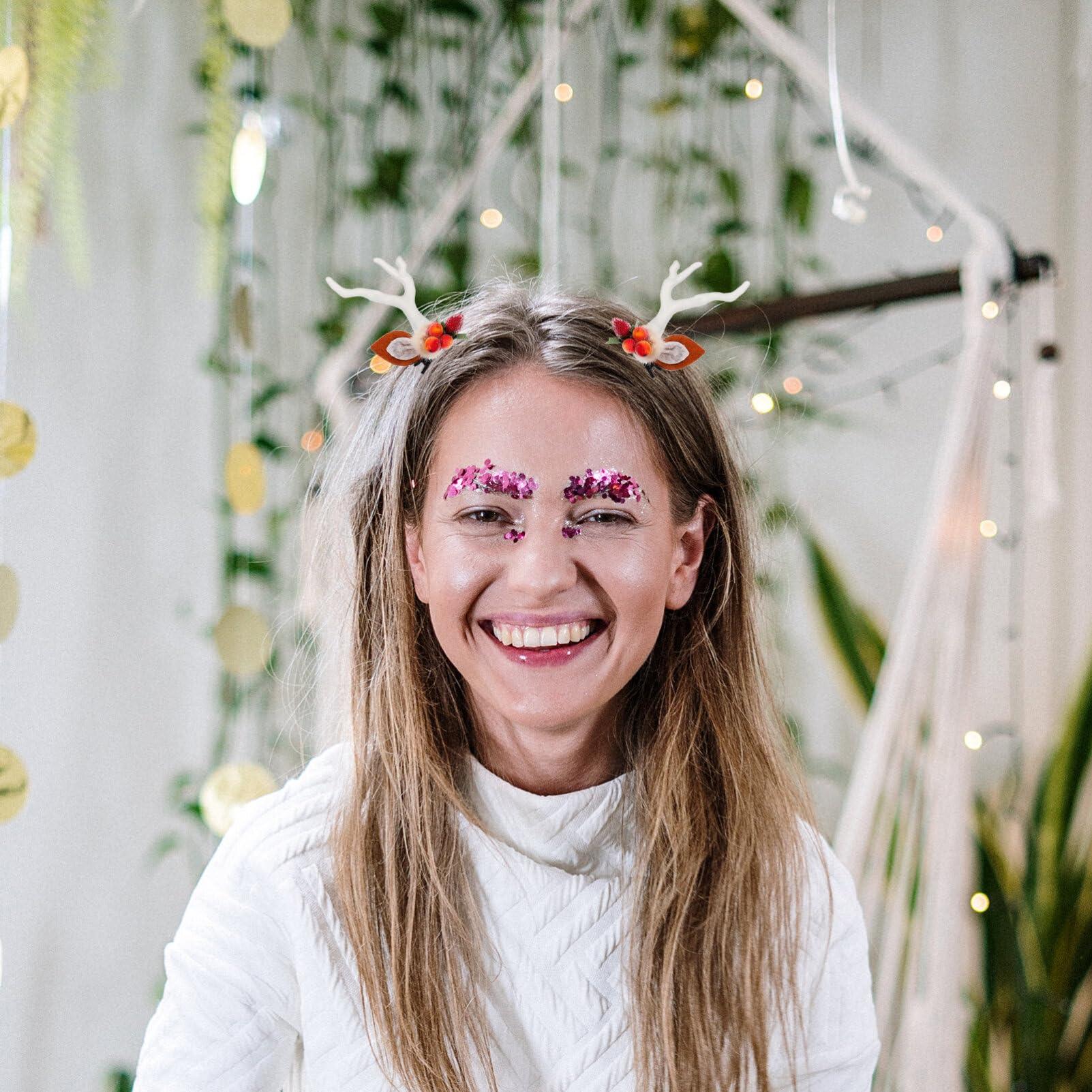 COHEALI COHEALI 50pcs Artificial Deer Antlers Acrylic Reindeer Antlers Faux Deer Horns for DIY Crafts Christmas Hair Clips Headpieces White