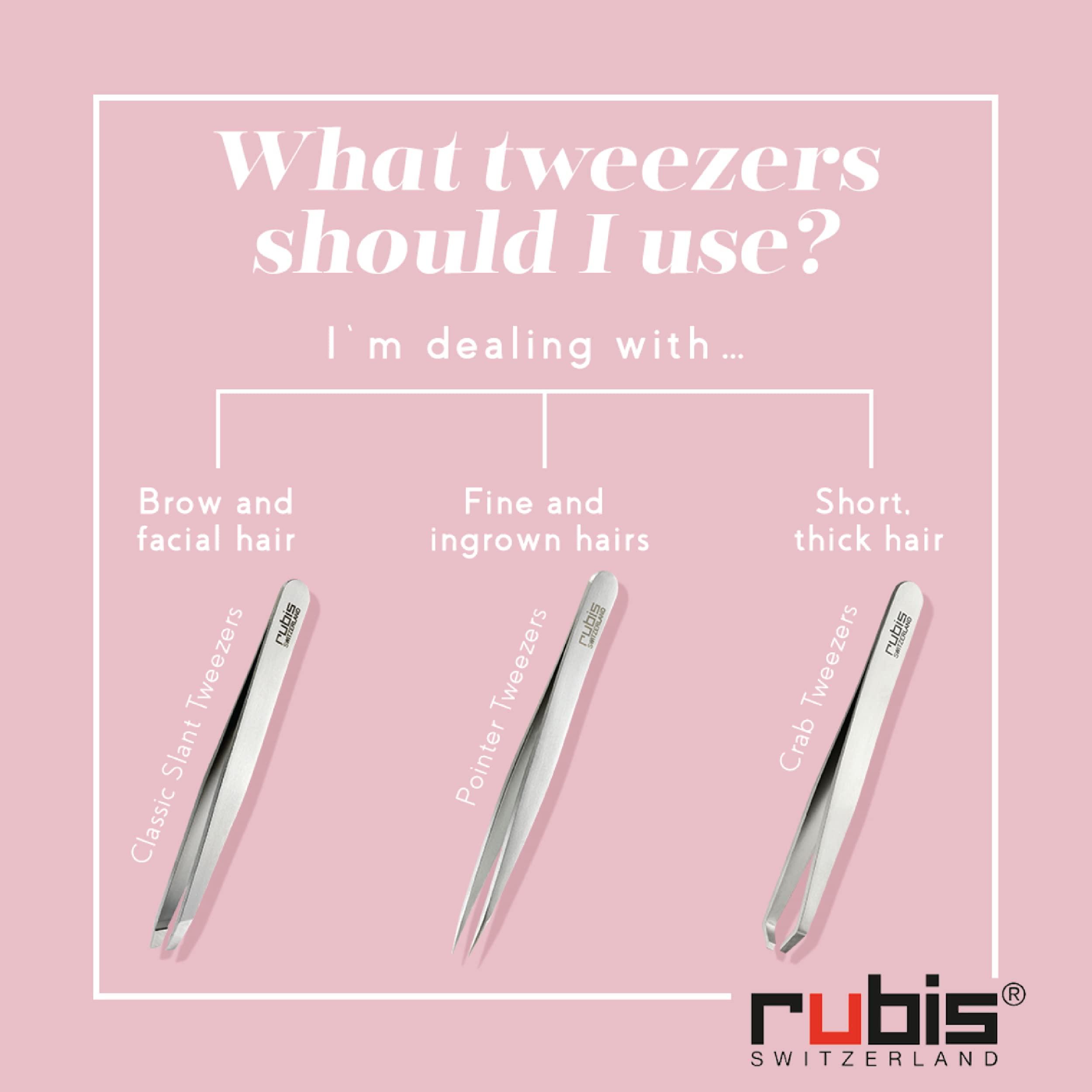 Rubis Rubis Classic Stainless Steel Slanted Tweezers for Precise Eyebrows and Hair Removal, 1K105, White,Rubis Switzerland Swiss Made World Renowned Precision