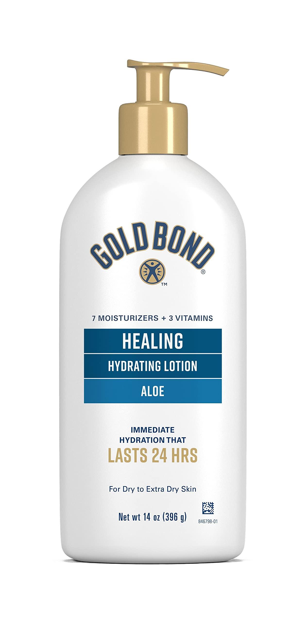 Gold Bond Gold Bond Healing Hydrating Lotion, 14 oz., With Aloe, Moisturizes, Immediate 24-Hour Hydration & Healing Skin Therapy Lotion with aloe 5.5 oz., Non-Greasy & Hypoallergenic