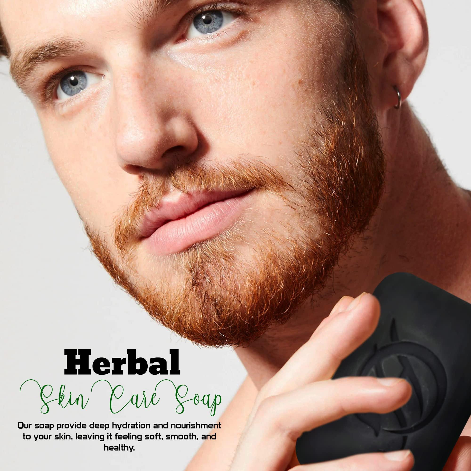 HERBOGANIC HERBOGANIC Black seed Charcoal and Neem Turmeric oil Herbal Soap Trio Pack | Pack of 3 of 5oz soap Bar | Natural Bar Soap for Face and Body | Hydrating and Nourishing | Suitable for Men and Women